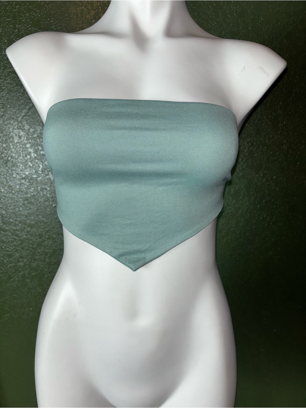 Sage Green Strapless Handkerchief Hem Tube Top